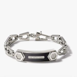 NWT Bulova Mens Precisionist Stainless Steel Tuning Fork Chain Link ID Bracelet